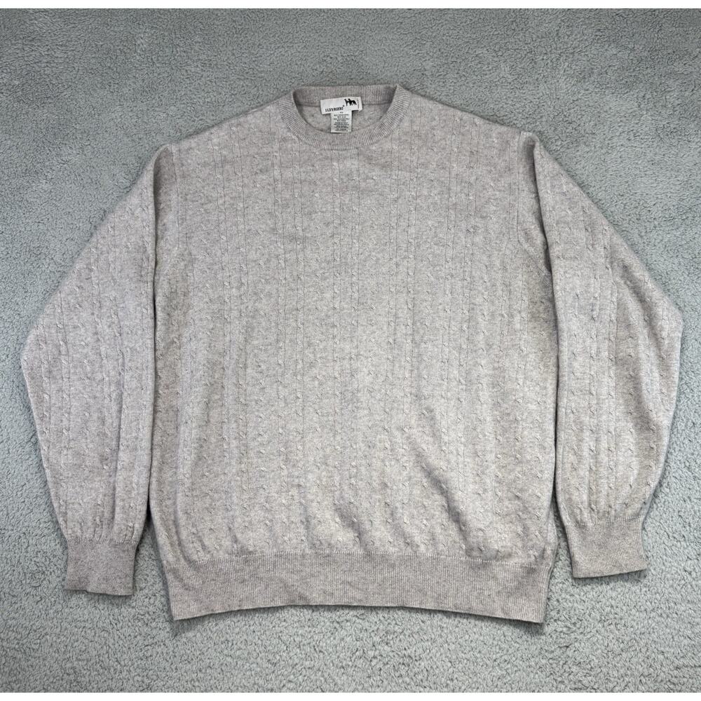 I Levrieri Sweater Men XL Gray Cashmere Silk Pullover Cable Knit Crewneck Italy
